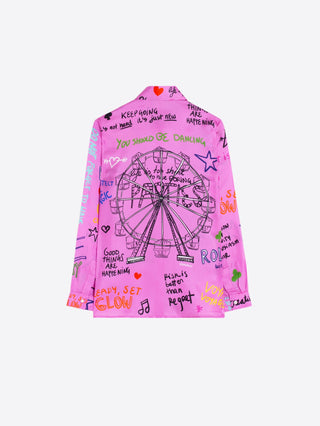 Vilagallo Ferris Wheel Print Blouse Pink Tea - MMJs Fashion