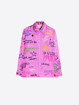Vilagallo Ferris Wheel Print Blouse Pink Tea - MMJs Fashion