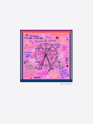 Vilagallo Ferris Wheel Print Silk Scarf Pink - MMJs Fashion