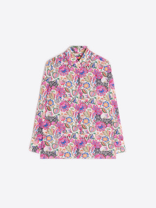 Vilagallo Floral Tiger Print Blouse Pink Orange Mariela - MMJs Fashion