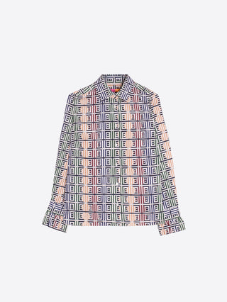 Vilagallo Geometric Print Blouse Blue Green Alba - MMJs Fashion