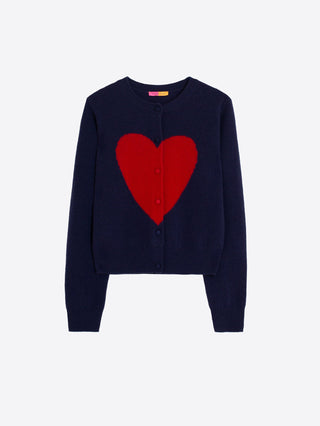 Vilagallo Heart Cardigan Navy Blue Red - MMJs Fashion