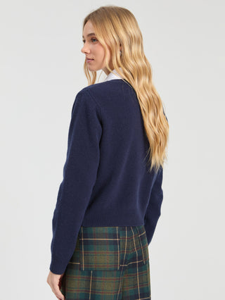 Vilagallo Heart Cardigan Navy Blue Red - MMJs Fashion