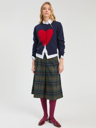 Vilagallo Heart Cardigan Navy Blue Red - MMJs Fashion