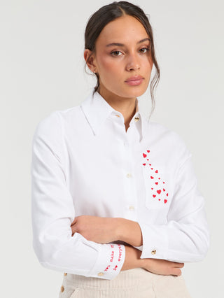 Vilagallo Heart Detail Blouse White Magda - MMJs Fashion