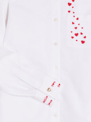 Vilagallo Heart Detail Blouse White Magda - MMJs Fashion