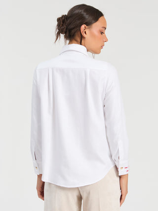 Vilagallo Heart Detail Blouse White Magda - MMJs Fashion
