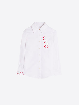 Vilagallo Heart Detail Blouse White Magda - MMJs Fashion