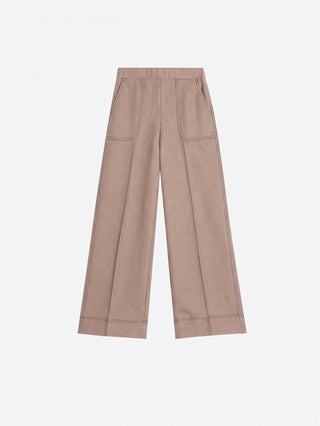 Vilagallo Herringbone Trousers Beige Beti - MMJs Fashion