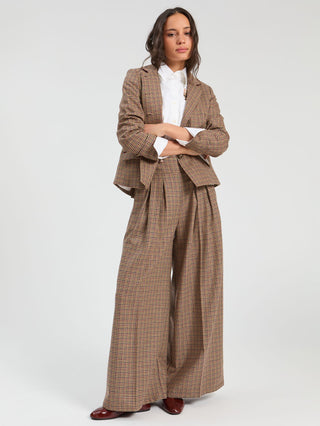 Vilagallo Houndstooth Jacket Burgundy Dori - MMJs Fashion
