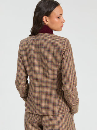 Vilagallo Houndstooth Jacket Burgundy Dori - MMJs Fashion