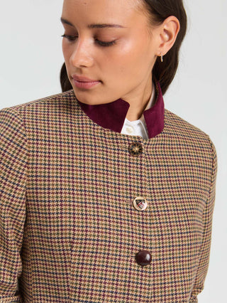 Vilagallo Houndstooth Jacket Burgundy Dori - MMJs Fashion
