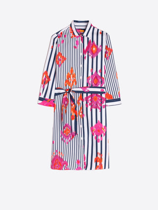 Vilagallo Ikat Striped Dress Pink Blue Dover - MMJs Fashion