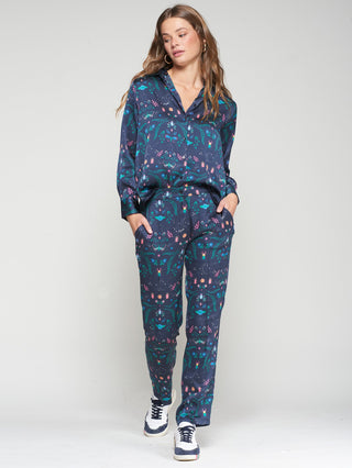 Vilagallo Insects Print Blouse Navy Blue Isa - MMJs Fashion