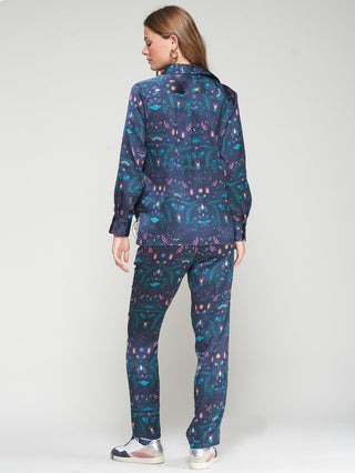 Vilagallo Insects Print Blouse Navy Blue Isa - MMJs Fashion