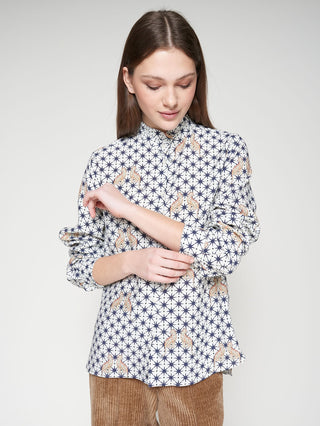 Vilagallo Leopard and Star Print Blouse Blue Andy - MMJs Fashion