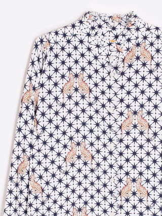 Vilagallo Leopard and Star Print Blouse Blue Andy - MMJs Fashion