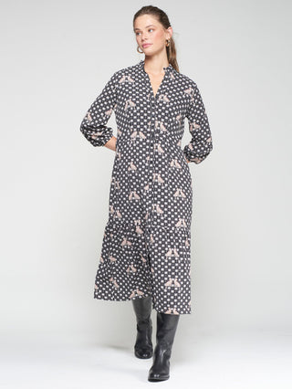 Vilagallo Leopard and Star Print Dress Black Lucile - MMJs Fashion