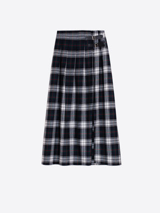 Vilagallo Long Tartan Kilt Skirt Blue Green - MMJs Fashion