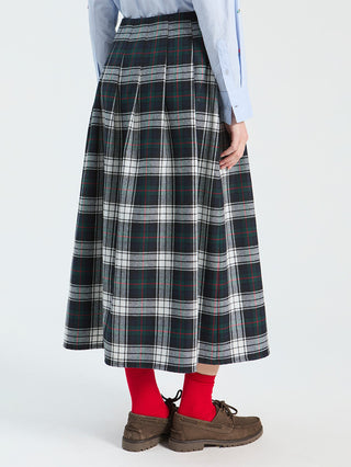 Vilagallo Long Tartan Kilt Skirt Blue Green - MMJs Fashion