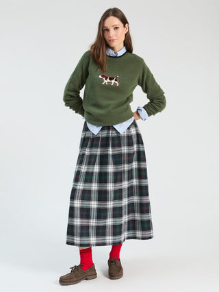 Vilagallo Long Tartan Kilt Skirt Blue Green - MMJs Fashion