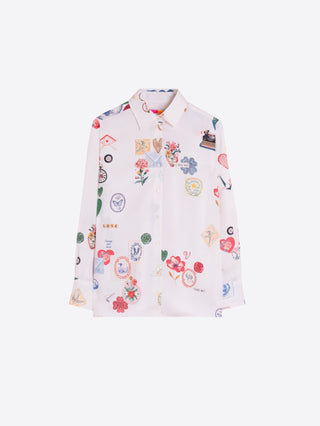 Vilagallo Love Print Blouse Ivory Mariela - MMJs Fashion
