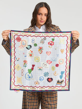 Vilagallo Love Print Silk Scarf Blue - MMJs Fashion