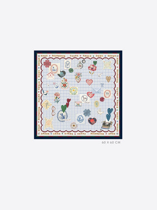Vilagallo Love Print Silk Scarf Blue - MMJs Fashion