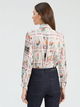 Vilagallo Madrid Print Blouse Pink Tea - MMJs Fashion