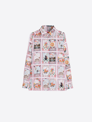 Vilagallo Madrid Print Blouse Pink Tea - MMJs Fashion