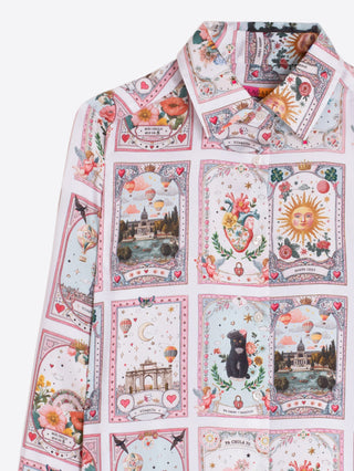 Vilagallo Madrid Print Blouse Pink Tea - MMJs Fashion