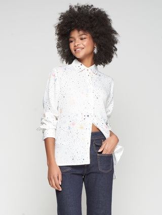 Vilagallo Madrid Print Blouse White Isa - MMJs Fashion