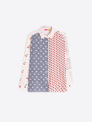 Vilagallo Mixed Print Blouse Ivory Blue Red Tea - MMJs Fashion