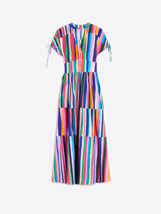 Vilagallo Multicoloured Stripe Cotton Dress Linda - MMJs Fashion