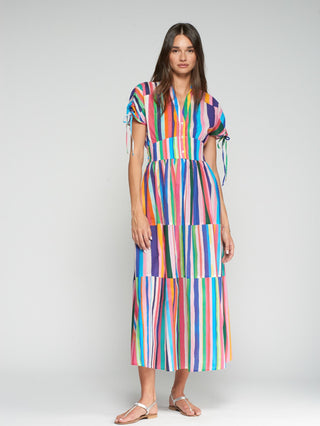 Vilagallo Multicoloured Stripe Cotton Dress Linda - MMJs Fashion