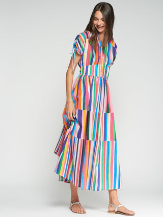 Vilagallo Multicoloured Stripe Cotton Dress Linda - MMJs Fashion