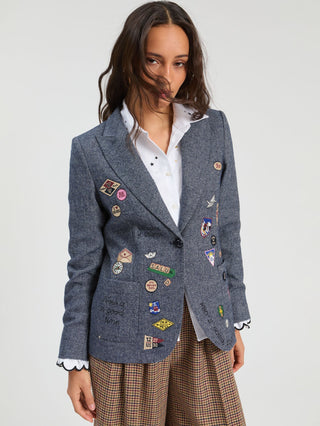 Vilagallo Patch Detailed Jacket Blue Hillary - MMJs Fashion