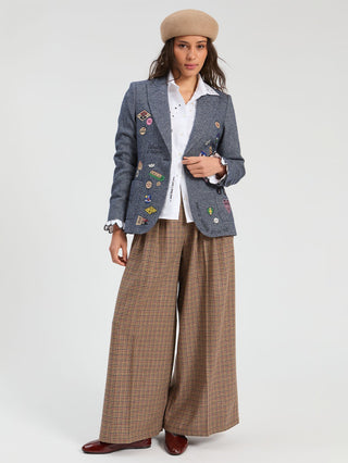 Vilagallo Patch Detailed Jacket Blue Hillary - MMJs Fashion