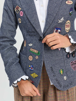 Vilagallo Patch Detailed Jacket Blue Hillary - MMJs Fashion