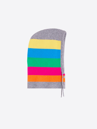Vilagallo Rainbow Stripe Hood Hat Grey Pink - MMJs Fashion
