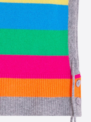 Vilagallo Rainbow Stripe Hood Hat Grey Pink - MMJs Fashion