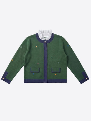 Vilagallo Ruffle Neck Cardigan Green Blue - MMJs Fashion