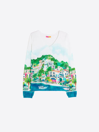 Vilagallo Seaside Print Jumper Green White - MMJs Fashion