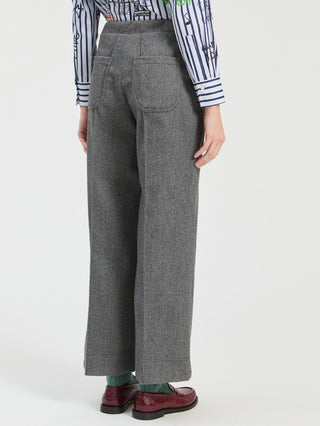 Vilagallo Straight Leg Trousers Grey Melange Beti - MMJs Fashion