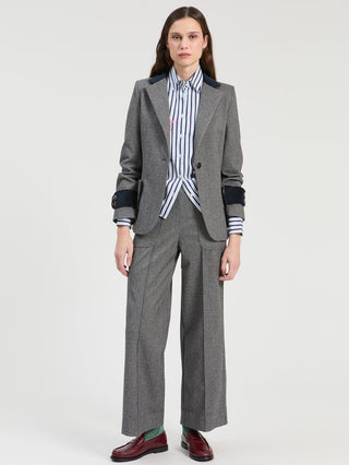 Vilagallo Straight Leg Trousers Grey Melange Beti - MMJs Fashion