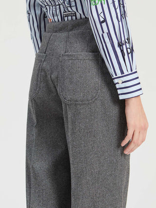 Vilagallo Straight Leg Trousers Grey Melange Beti - MMJs Fashion