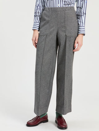 Vilagallo Straight Leg Trousers Grey Melange Beti - MMJs Fashion