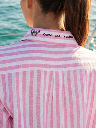Vilagallo Stripe Embroidered Blouse Pink Sara - MMJs Fashion