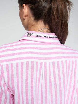 Vilagallo Stripe Embroidered Blouse Pink Sara - MMJs Fashion