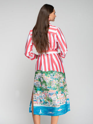 Vilagallo Stripe Print Dress Red Green Camisero - MMJs Fashion